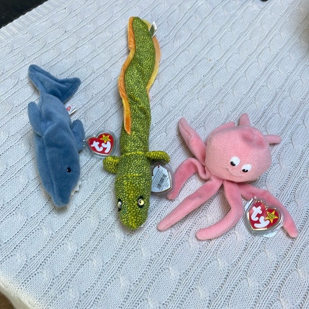 Ty beanie baby sea life bundle. Mirror, Inky & Crunch. All w tags & protectors